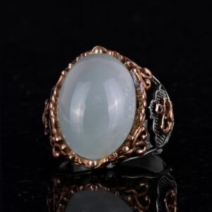 Denizci Halat Gümüş Yüzük, Doğal Taş Yüzük, 925 Ayar Gümüş Yüzük, (Cabochon Akuamarin) - Görsel 6