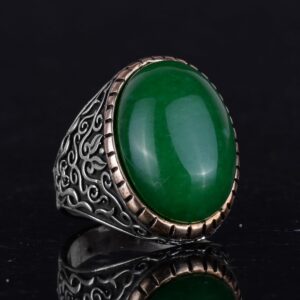 Gerçek Doğal Yeşim Taşı Yüzük, Şifa Veren 925 Ayar Katı Gümüş Erkek Yüzük, Sultan Yüzük, Huzur ve İçgörü Tasarımı - Görsel 6