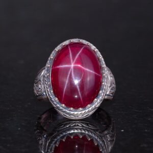 Gerçek Doğal Yıldız Yakutu Taşlı Yüzük, El Yapımı Yüzük, 925 Ayar Gümüş Yüzük Erkekler İçin - Görsel 2