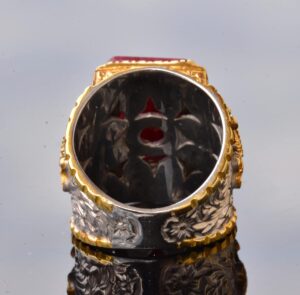 Doğal Yakut Taşlı El Yapımı Yüzük, Altın Kaplama Sterlin Gümüş Erkek Yüzüğü - Tutku ve Refah Sembolü - Görsel 8