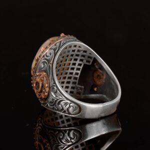 Gerçek Doğal Akik Taşlı Erkek Yüzüğü, Sultan Yüzüğü, 925 Ayar Gümüş Yüzük - Görsel 7