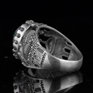 Gerçek Doğal Arizona Turkuaz Taş Yüzük, Camii Detaylı Yüzük, 925 Ayar Gümüş Yüzük - Görsel 7