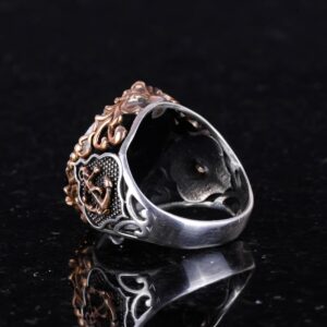 Granat Yapay Taş Yüzük, Denizci Çapa Yüzüğü, 925 Ayar Gümüş Yüzük Erkekler İçin, Çeşitli Koleksiyon - Görsel 6