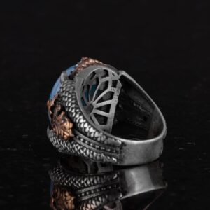 Eşsiz Doğal Druzy Kuvars ile 925 Ayar Gümüş Yüzük: Mavi, Lacivert, - Görsel 6