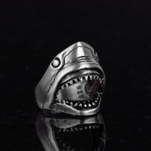 Köpek Balığı Yüzüğü, 925 Ayar Gümüş Erkek Yüzüğü, Hayvan Tasarımı - Görsel 4