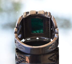 Gerçek Doğal Zümrüt Taşlı, Ayar Gümüş Erkek Yüzük, 10842628383, Yeşil - Görsel 8