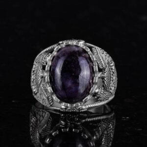 925 Ayar Katı Gümüş Erkek Yüzük, Taşlı Erkek Yüzük (Mavi Safir) - Görsel 4