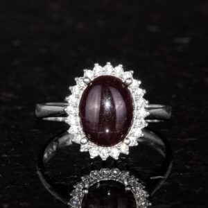 Gerçek Doğal Taşlı Gümüş Kadın Yüzük - Şık Tasarım (Yıldız Garnet) - Görsel 4