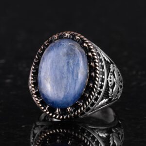 Gerçek Doğal Taş Yüzük - El Yapımı Şahin Yüzük - 925 Ayar Gümüş Kyanit Yüzük - Görsel 6
