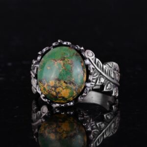 Gerçek Doğal Arizona Turkuaz Taş Yüzük, 925 Ayar Gümüş Yüzük, Minimalist El Yapımı Yüzük (Model-13) - Görsel 6