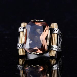 Şık 925 Ayar Gümüş El Yapımı Erkek Takısı - Sultanite Yapay Taş Yüzük - Görsel 6