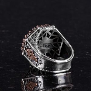 Gerçek Doğal Taş Yüzük - Sekizgen Tasarım - El Yapımı 925 Ayar Gümüş Takı (Yeşil Kan Taşı) - Görsel 7