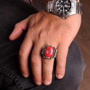 925 Ayar Gümüş Erkek Yüzüğü - Cesur Yıldız ve Hilal Tasarımı, Günlük Kullanım ve Özel Etkinlikler için İdeal - Görsel 3