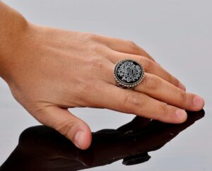 Davud of Star, Süleyman Tılsımı 925 Ayar Gümüş Erkek Yüzük - Spiritüel Koruma - Görsel 8