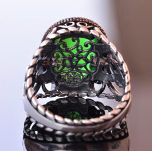 Zarif Yılan Süslemeli 925 Ayar Gümüş Erkek Taş Yüzük Koleksiyonu - Çeşitli ve Canlı (Jade Kedi Gözü Yapay Taş) - Görsel 5