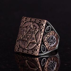 Büyük Erkek Yüzüğü, Kabbalah Yüzüğü, Davud Yıldızı Yüzüğü, Süleyman Mührü Yüzüğü, 925K Katı Sterlin Gümüş Yüzük - Görsel 4