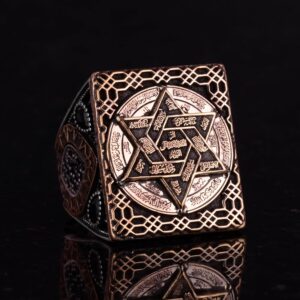 Büyük Erkek Yüzüğü, Kabbalah Yüzüğü, Davud Yıldızı Yüzüğü, Süleyman Mührü Yüzüğü, 925K Katı Sterlin Gümüş Yüzük - Görsel 2