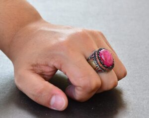 Gerçek Yakut Taşlı Yüzük - Vintage Tarzı 925 Ayar Gümüş Erkek Yüzüğü - Görsel 6