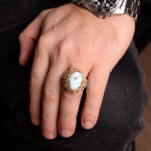 Gerçek Doğal Larimar Taşlı Erkek Yüzük, 925 Ayar Gümüş Yüzük, El Yapımı Yüzük - Görsel 3