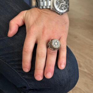 David of Star Solomon Tılsım Yüzüğü - 925 Ayar Gümüş Erkek Yüzüğü - Görsel 6