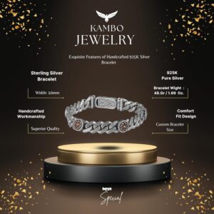 925 Ayar Gümüş Erkek Bilezik, Dönme Motifi, El Yapımı Zincir Bilezik - Görsel 3