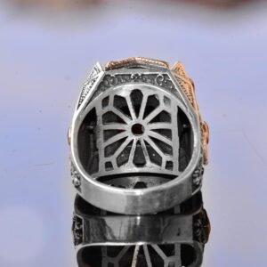 Gerçek Kan Taşı Taş Yüzük, Sterlin Gümüş Yüzük, Özel Tasarım Yüzük - Görsel 8