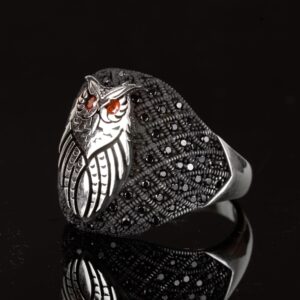 Baykuş Yüzük, 925 Ayar Katı Gümüş Yüzük, Hayvan Yüzüğü - Görsel 5