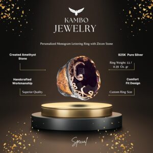 925 Ayar Gümüş Erkek Yüzük, Yapay Ametist Taşı ve İnce Altın Detaylarla - Görsel 2