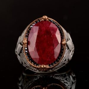 Gerçek Doğal Yakut Taşlı Erkek Yüzüğü, 925 Ayar Gümüş Erkek Yüzüğü - Görsel 7