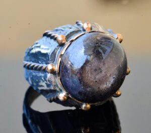 Doğal Star Ruby Taşlı Antik Yüzük - 925 Ayar Gümüş Unisex Yüzük - Görsel 3