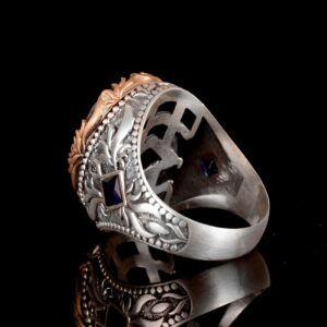 El Yapımı Sterlin Gümüş Erkek Yüzük | Gerçek Doğal Cabochon Safir Taşı | Şık ve Zamansız Tasarım - Görsel 5