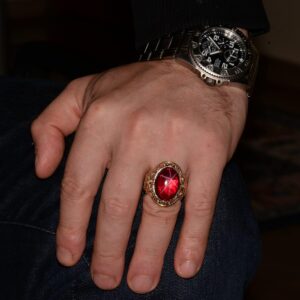 Gerçek Doğal Yıldız Yakutu Taş Yüzük, Kral Yüzüğü, 925 Ayar Gümüş Yüzük - Görsel 6