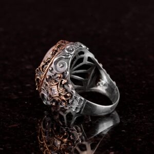 Sultan Yüzük, Yapay Taş Erkek Yüzüğü, 925 Ayar Gümüş Yüzük Erkekler İçin - Görsel 4