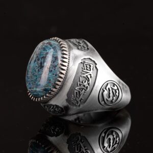 Gerçek Doğal Kan Taşı Yüzük, El Yapımı Yüzük, İslami Yüzük, 925 Ayar Gümüş Yüzük - Görsel 7