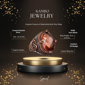 Sultanite Yapay Taşlı Erkek Yüzüğü, Gümüş Yüzük, Özel Gümüş Yüzük, El Yapımı Takı, Erkek Takısı - Görsel 2