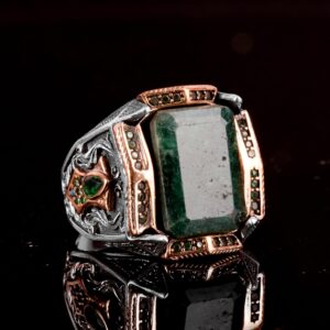 Gerçek Doğal Zümrüt Taşı Yüzük, Zümrüt Takı, 925 Ayar Gümüş Yüzük, El Yapımı Takı - Görsel 4