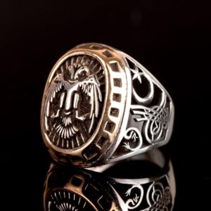 Sterling Gümüş Erkek Yüzük - Çift Kartal Bizans İmparatorluğu Yüzüğü - Görsel 5