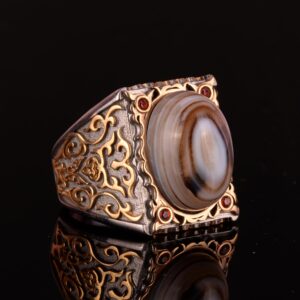 Gerçek Doğal Agat Taşı Yüzük, 925 Ayar Gümüş Yüzük, Erkek Sultan Yüzüğü - Görsel 4