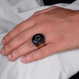 925 Ayar Gümüş El Yapımı Erkek Yüzük - Davud Yıldızı Yüzüğü (Yıldız ve Hilal) - Görsel 3