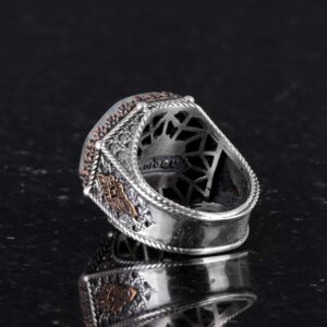 Gerçek Doğal Taş Yüzük - Sekizgen Tasarım - El Yapımı 925 Ayar Gümüş Takı (Prehnite) - Görsel 7