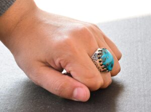 Erkekler için Sterlin Gümüş Yüzük - Doğal Arizona Turkuaz Taşı - Görsel 7