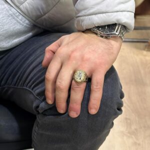 925 Ayar Katı Gümüş Erkek Yüzük - Kişiselleştirilmiş Monogram Harfli Yüzük ile Zirkon Taş - El Yapımı Gümüş Takı Erkekler için - Görsel 3