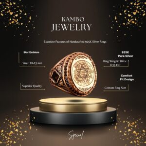 925 Ayar Gümüş Yüzük - Sembol Yüzükler - Erkek Yüzükleri (Davud Yıldızı) - Görsel 2