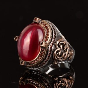 Gerçek Doğal Star Ruby Taşlı Yüzük, Sultan Yüzüğü, El Yapımı Kral Yüzüğü, 925 Ayar Gümüş Yüzük Erkekler İçin - Görsel 5