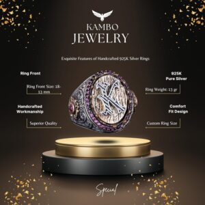 925 Ayar Katı Gümüş Yüzük - Monogram Kişiselleştirilmiş Harf Yüzüğü - Özel El Yapımı Gümüş Erkek Yüzüğü - Görsel 6