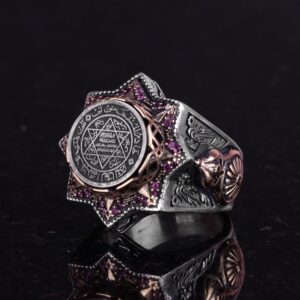 David Yıldızı Erkek Yüzüğü, Süleyman Yüzüğü, 925 Ayar Gümüş Yüzük Erkekler İçin - Görsel 5