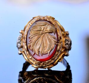 El Yapımı Yüzük - 925 Ayar Katı Gümüş Erkek Altın Kaplama Takı (Şahin) - Görsel 5