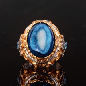 Doğal Druzy Kuvars ile Gümüş Doğum Taşı Yüzüğü - Gümüş Erkek Büyük Yüzük - Görsel 3