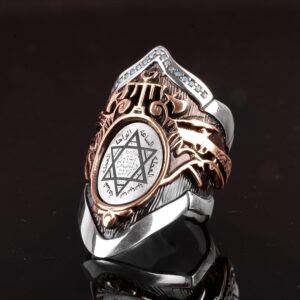 Okçular Yüzüğü, Davut Yıldızı Yüzüğü, İslami Başparmak Gümüş Erkek Yüzüğü, 925 Ayar Gümüş Yüzük (Ayarlanabilir) - Görsel 4