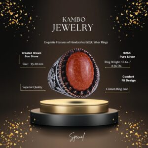 925 Ayar Gümüş Yüzük, Yapay Taş Yüzük, Şahin Sembol Yüzük, El Yapımı Yüzük (Yapılan kahverengi güneş) - Görsel 2